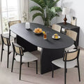 Table de salle à manger ovale Dovelina 67 pour 6 personnes, table de cuisine en bois de style ferme moderne du milieu du siècle