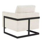 Fauteuil LeisureMod en tissu bouclé avec cadre en acier inoxydable noir et coussin de dossier amovible Collection Lincoln