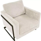 Fauteuil LeisureMod en tissu bouclé avec cadre en acier inoxydable noir et coussin de dossier amovible Collection Lincoln