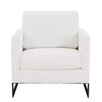 Fauteuil LeisureMod en tissu bouclé avec cadre en acier inoxydable noir et coussin de dossier amovible Collection Lincoln