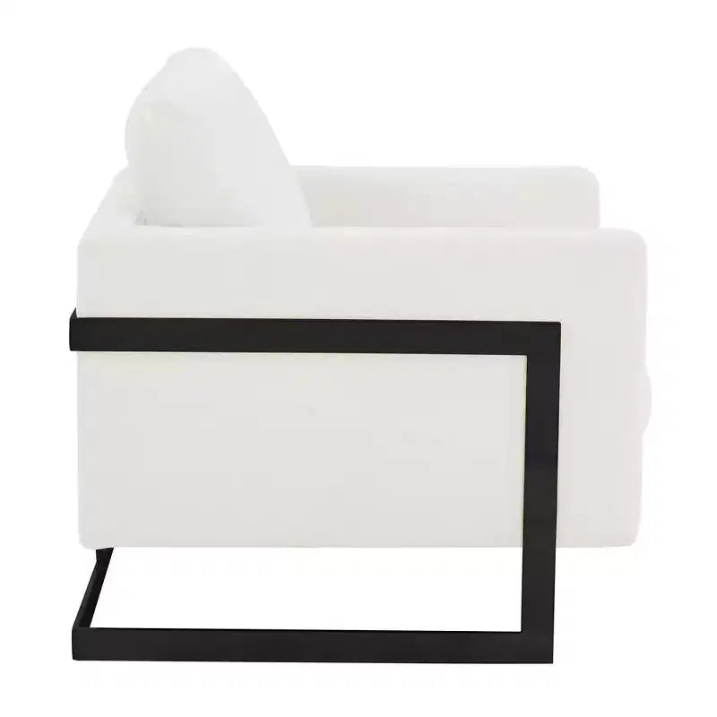 Fauteuil LeisureMod en tissu bouclé avec cadre en acier inoxydable noir et coussin de dossier amovible Collection Lincoln
