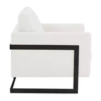 Fauteuil LeisureMod en tissu bouclé avec cadre en acier inoxydable noir et coussin de dossier amovible Collection Lincoln
