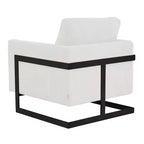 Fauteuil LeisureMod en tissu bouclé avec cadre en acier inoxydable noir et coussin de dossier amovible Collection Lincoln