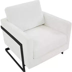 Fauteuil LeisureMod en tissu bouclé avec cadre en acier inoxydable noir et coussin de dossier amovible Collection Lincoln