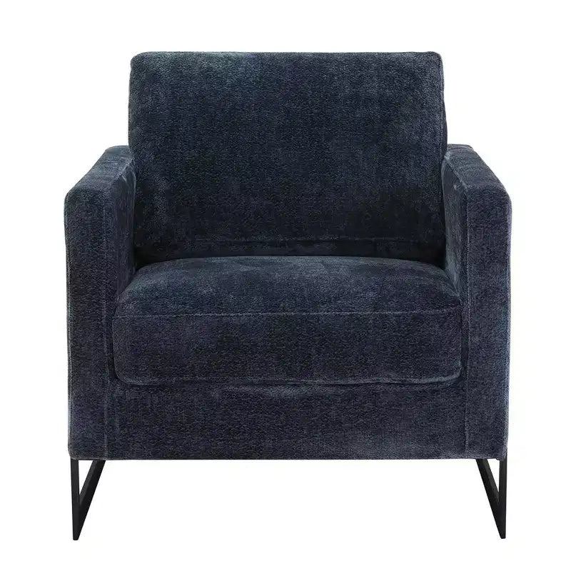 Fauteuil LeisureMod en tissu bouclé avec cadre en acier inoxydable noir et coussin de dossier amovible Collection Lincoln