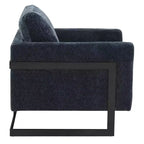 Fauteuil LeisureMod en tissu bouclé avec cadre en acier inoxydable noir et coussin de dossier amovible Collection Lincoln