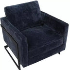 Fauteuil LeisureMod en tissu bouclé avec cadre en acier inoxydable noir et coussin de dossier amovible Collection Lincoln
