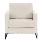 Fauteuil LeisureMod en tissu bouclé avec cadre en acier inoxydable noir et coussin de dossier amovible Collection Lincoln