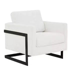 Fauteuil LeisureMod en tissu bouclé avec cadre en acier inoxydable noir et coussin de dossier amovible Collection Lincoln