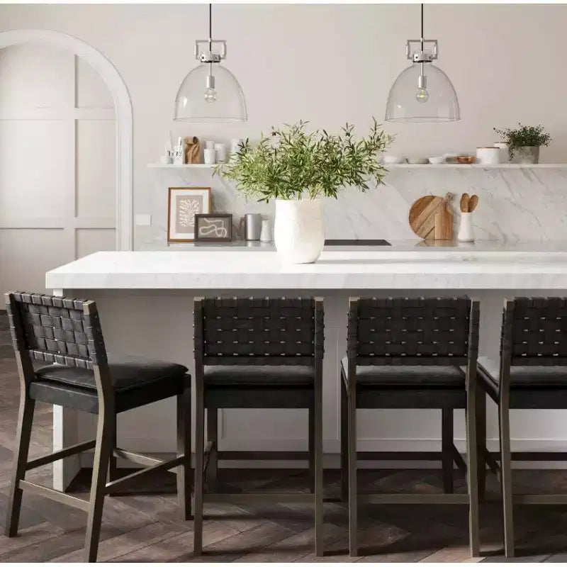 Nathan James Lot de 4 tabourets de bar Cohen en similicuir hauteur comptoir
