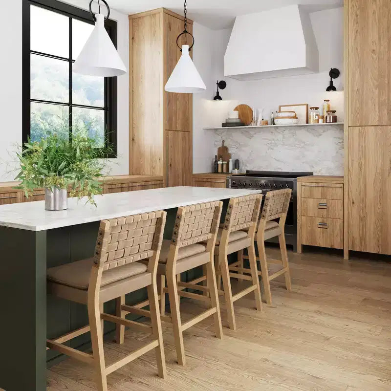 Nathan James Lot de 4 tabourets de bar Cohen en similicuir hauteur comptoir