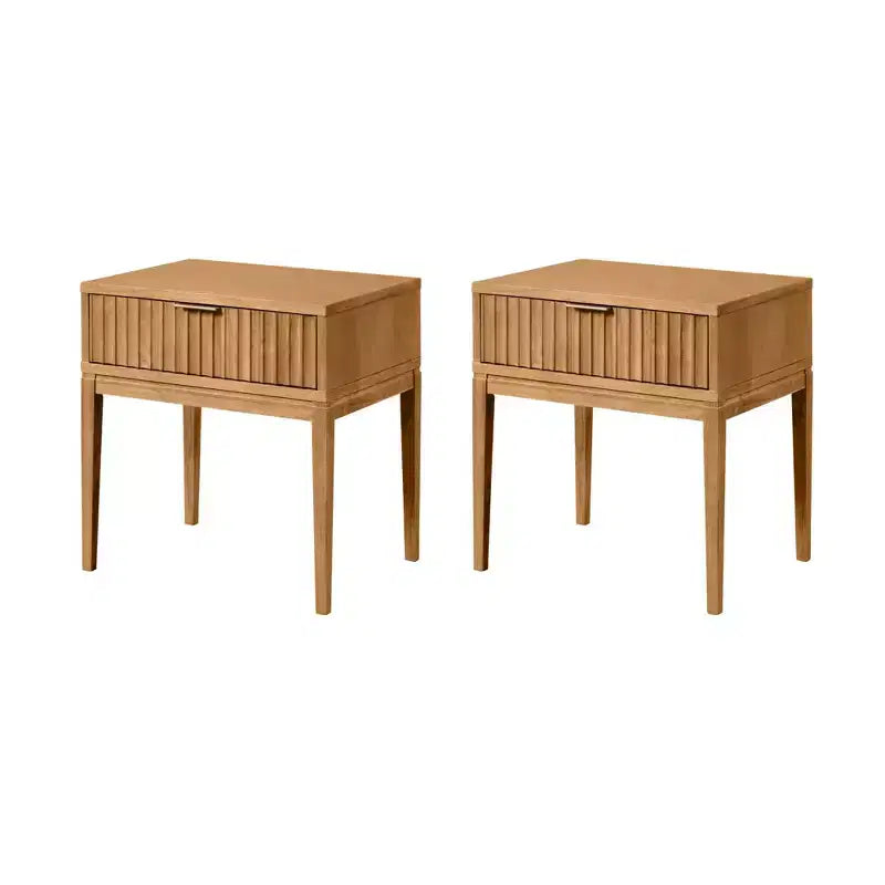 Nathan James Lot de 2 tables de chevet cannelées en bois Jasper
