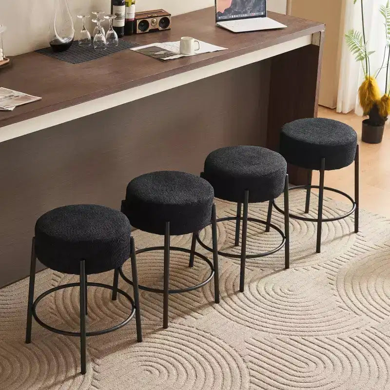 HOMLUX Lot de 2 tabourets de bar ronds Hauteur comptoir Chaises de salle à manger de cuisine Blanc/Noir