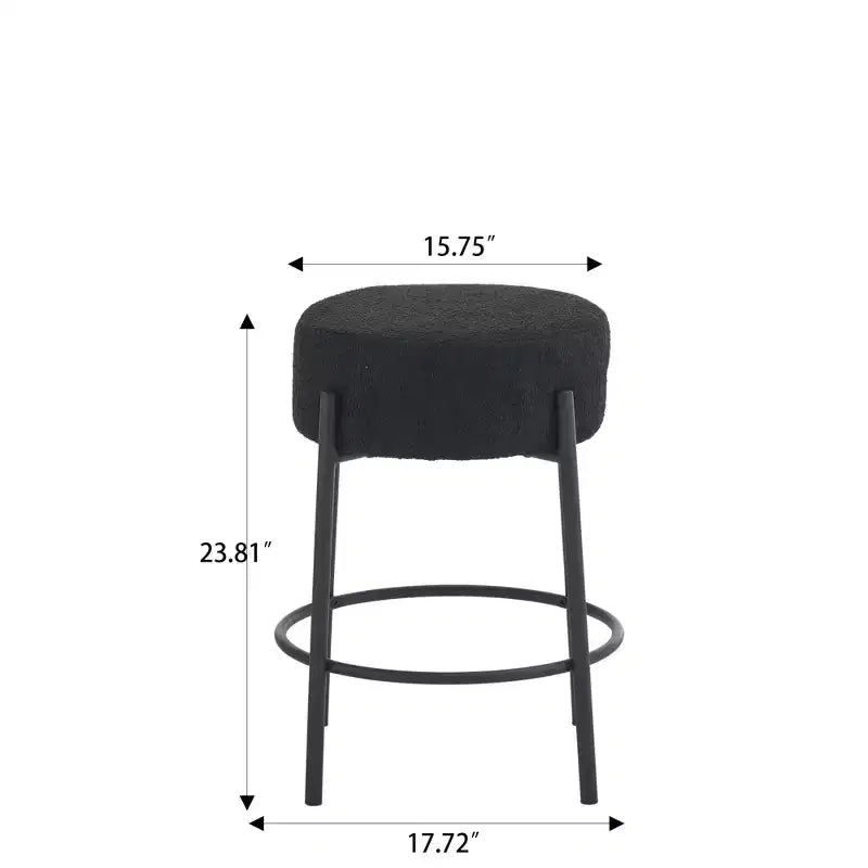 HOMLUX Lot de 2 tabourets de bar ronds Hauteur comptoir Chaises de salle à manger de cuisine Blanc/Noir