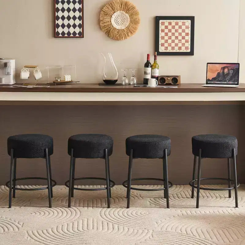 HOMLUX Lot de 2 tabourets de bar ronds Hauteur comptoir Chaises de salle à manger de cuisine Blanc/Noir