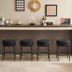 HOMLUX Lot de 2 tabourets de bar ronds Hauteur comptoir Chaises de salle à manger de cuisine Blanc/Noir