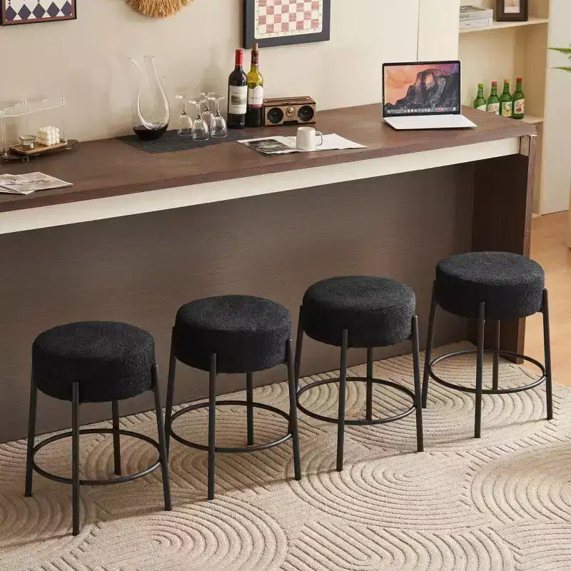 HOMLUX Lot de 2 tabourets de bar ronds Hauteur comptoir Chaises de salle à manger de cuisine Blanc/Noir