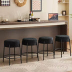 HOMLUX Lot de 2 tabourets de bar ronds Hauteur comptoir Chaises de salle à manger de cuisine Blanc/Noir