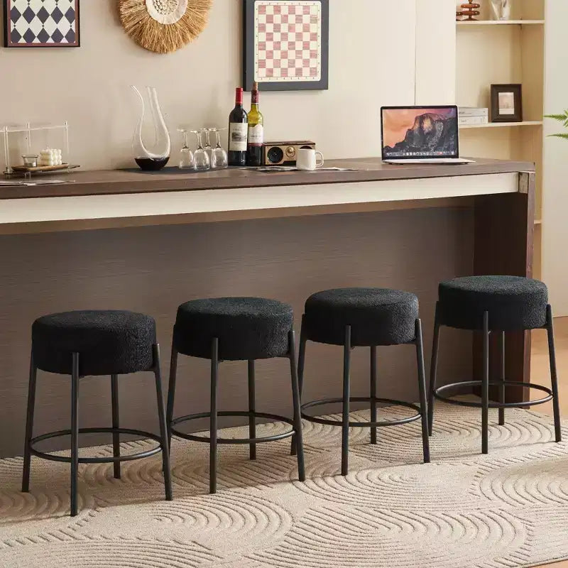 HOMLUX Lot de 2 tabourets de bar ronds Hauteur comptoir Chaises de salle à manger de cuisine Blanc/Noir