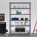 Étagère à 6 niveaux en fil métallique FDW, étagère de rangement robuste en métal, étagères de garage avec roulettes