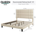 Cadre de lit plateforme Moasis Queen/King avec tête de lit capitonnée en lin