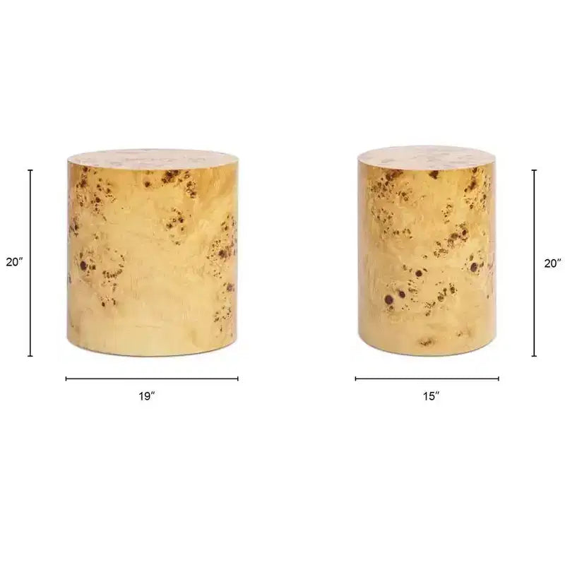 Jennifer Taylor Home Nebula 20 Table d'appoint ovale à pilier, en bois de loupe marron naturel chaud