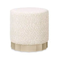 JTH LUXE Hampton 18 Round Upholstered Ottoman with Scalloped Base,
