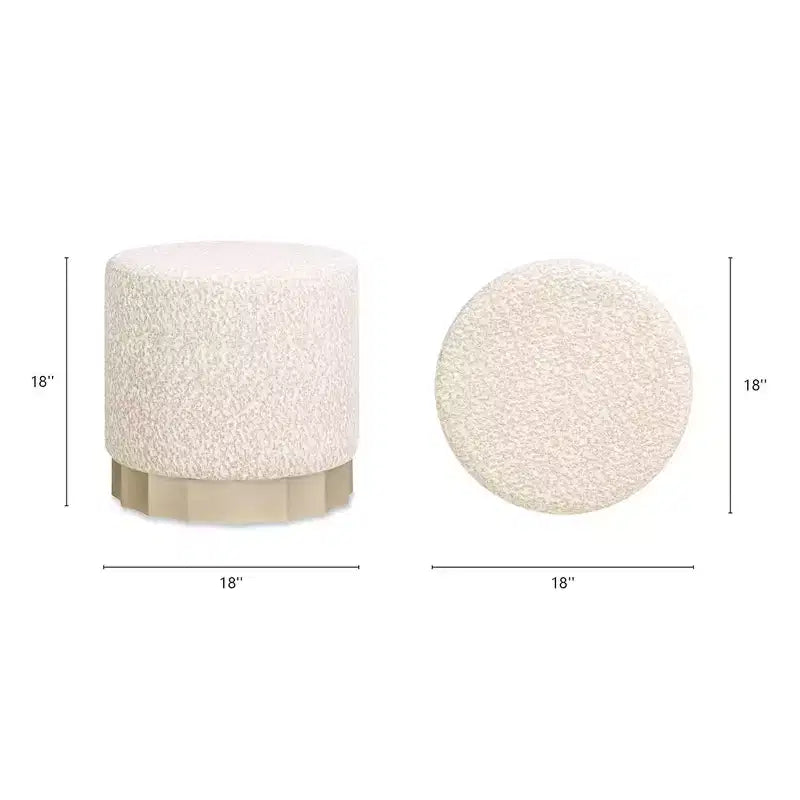 JTH LUXE Hampton Pouf capitonné rond de 18 po avec base festonnée,
