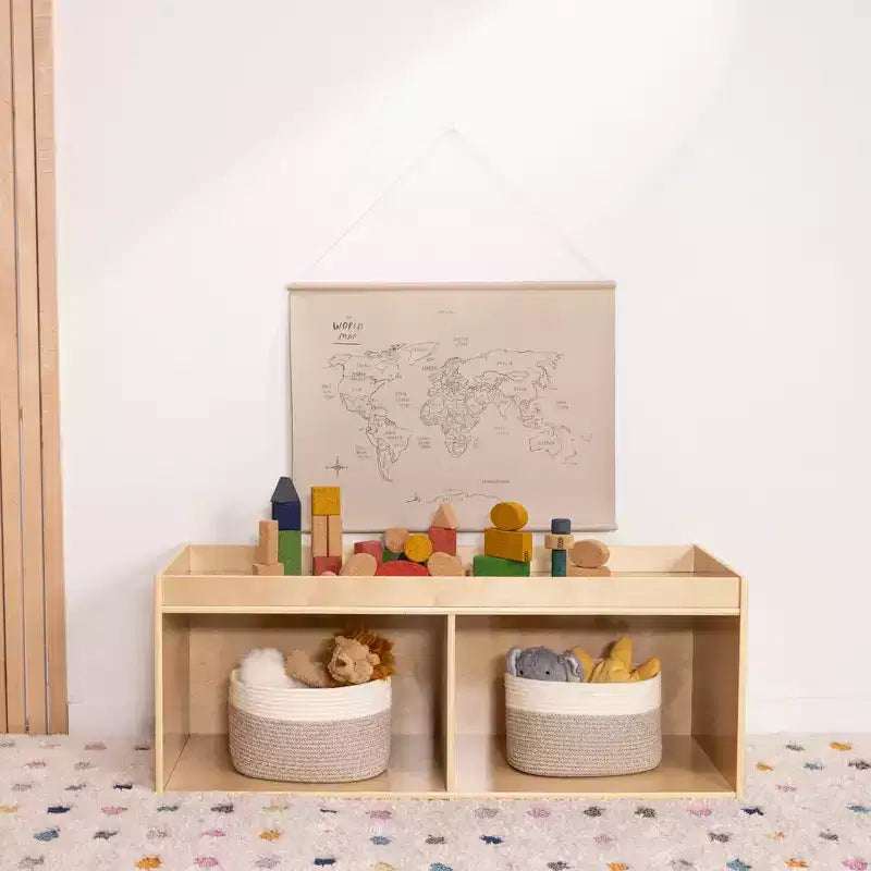 Meuble de rangement double face ECR4Kids avec plateau d'activités et miroir, mobilier de classe