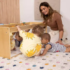Meuble de rangement double face ECR4Kids avec plateau d'activités et miroir, mobilier de classe