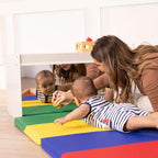 Meuble de rangement double face ECR4Kids avec plateau d'activités et miroir, mobilier de classe