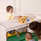 Meuble de rangement double face ECR4Kids avec plateau d'activités et miroir, mobilier de classe