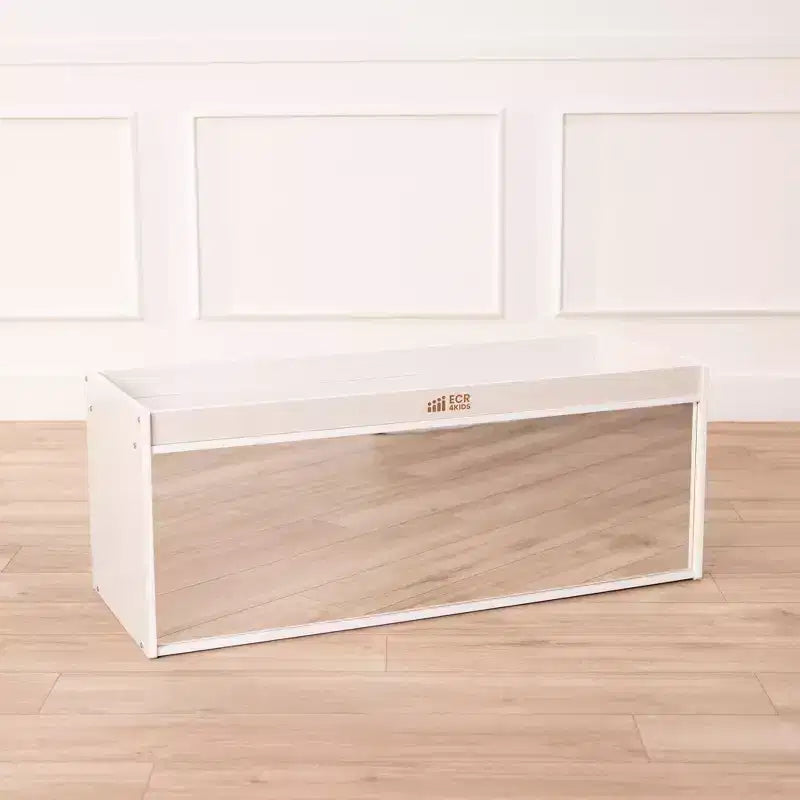Meuble de rangement double face ECR4Kids avec plateau d'activités et miroir, mobilier de classe