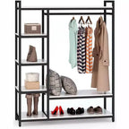 Lantine Heavy Duty Grament Rack with Wood Shelves