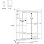 Portant à vêtements robuste Lantine avec étagères en bois