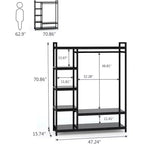 Portant à vêtements robuste Lantine avec étagères en bois