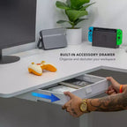 Mount-It! Grand bureau d'angle électrique réglable en hauteur, bureau debout automatique avec réglage en hauteur ergonomique et fluide, cadre en acier, blanc