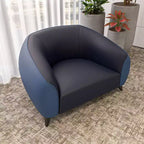 Fauteuil d'appoint en cuir une place Opula avec pieds en acier inoxydable, noir/blanc
