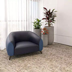 Fauteuil d'appoint en cuir une place Opula avec pieds en acier inoxydable, noir/blanc