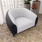 Fauteuil d'appoint en cuir une place Opula avec pieds en acier inoxydable, noir/blanc