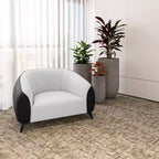 Fauteuil d'appoint en cuir une place Opula avec pieds en acier inoxydable, noir/blanc