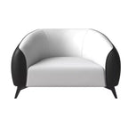 Fauteuil d'appoint en cuir une place Opula avec pieds en acier inoxydable, noir/blanc