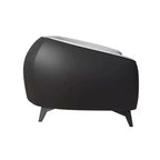Fauteuil d'appoint en cuir une place Opula avec pieds en acier inoxydable, noir/blanc