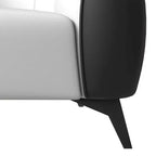 Fauteuil d'appoint en cuir une place Opula avec pieds en acier inoxydable, noir/blanc