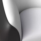 Fauteuil d'appoint en cuir une place Opula avec pieds en acier inoxydable, noir/blanc