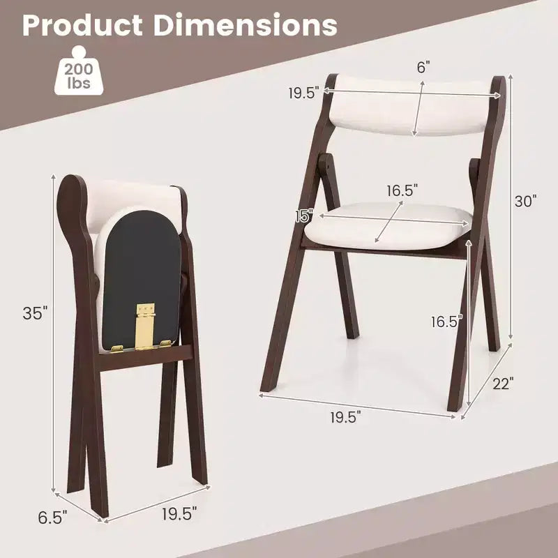 Costway Lot de 2/4 chaises pliantes avec dossier et assise rembourrés confortables Structure en bois d'hévéa naturel