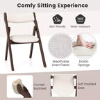 Costway Lot de 2/4 chaises pliantes avec dossier et assise rembourrés confortables Structure en bois d'hévéa naturel