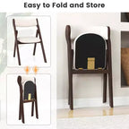 Costway Lot de 2/4 chaises pliantes avec dossier et assise rembourrés confortables Structure en bois d'hévéa naturel