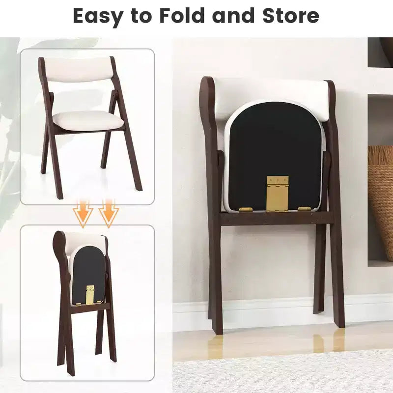 Costway Lot de 2/4 chaises pliantes avec dossier et assise rembourrés confortables Structure en bois d'hévéa naturel