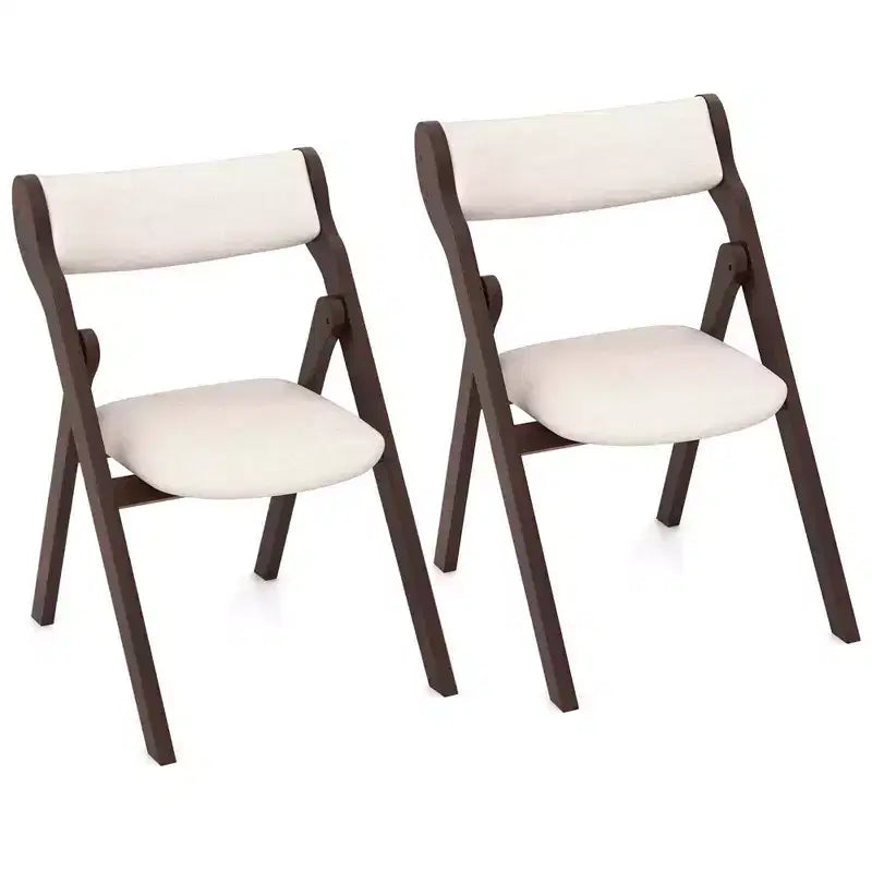 Costway Lot de 2/4 chaises pliantes avec dossier et assise rembourrés confortables Structure en bois d'hévéa naturel